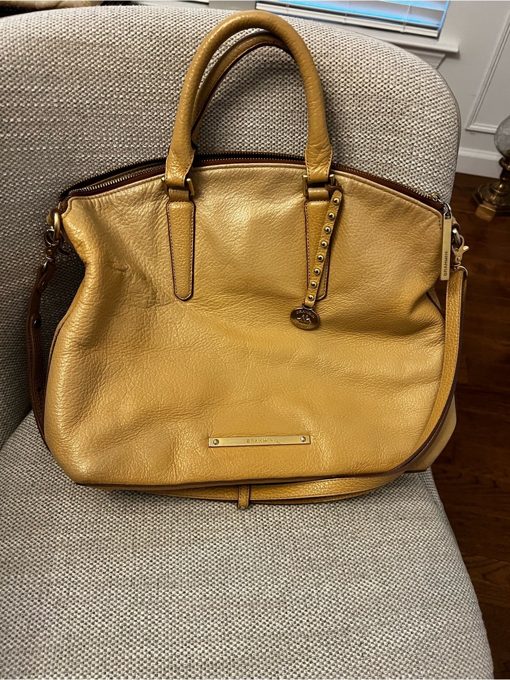 Brahmin Duxbury Satchel Leather Tote with Brown Trim